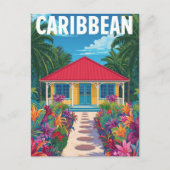  Caribisch Tropisch Huis Briefkaart (Voorkant)
