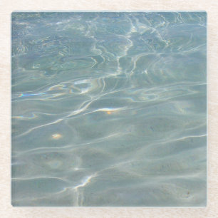 Caribisch Water Abstract Blauw Natuur Glazen Onderzetter