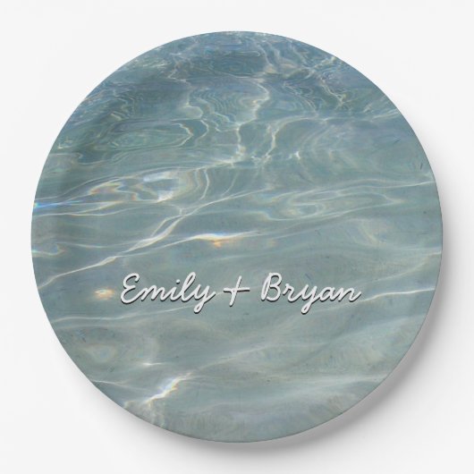 Caribische Abstracte waterblauwe Natuur Papieren Bordje (Voorkant)