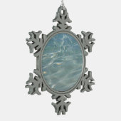 Caribische Abstracte waterblauwe Natuur Tin Sneeuwvlok Ornament (Links)