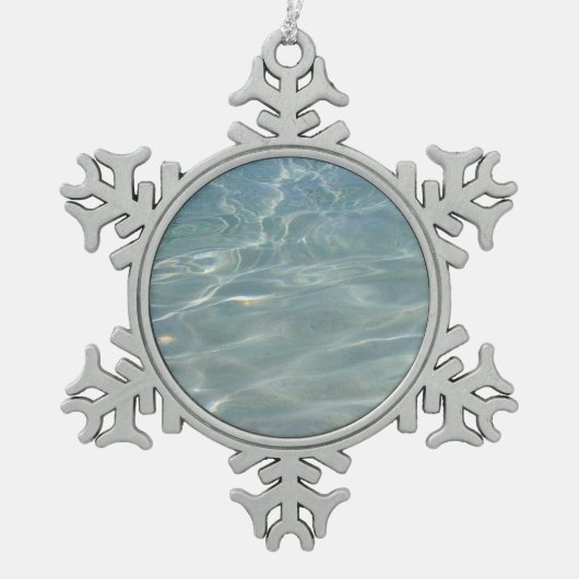 Caribische Abstracte waterblauwe Natuur Tin Sneeuwvlok Ornament (Voorkant)