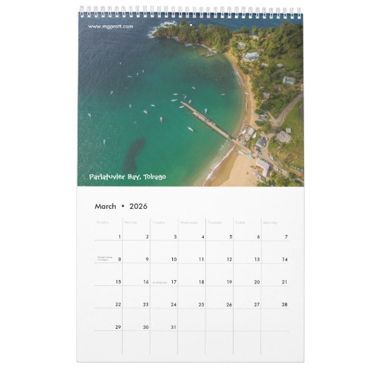 Caribische agenda kalender (Mar 2026)