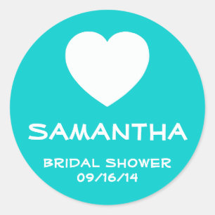 Caribische Blau en Witte Hart Favorietzegel Ronde Sticker
