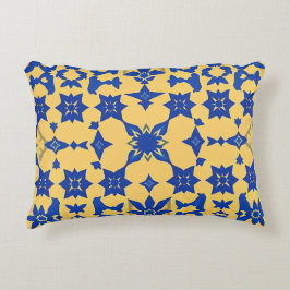 Caribische Blauwe Gouden Tegel Motief Patroon Azul Accent Kussen