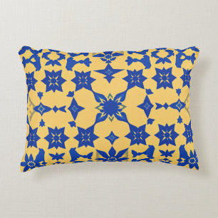 Caribische Blauwe Gouden Tegel Motief Patroon Azul Accent Kussen