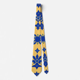 Caribische Blauwe Gouden Tegel Motief Patroon Azul Stropdas