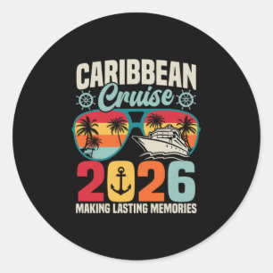 Caribische cruise 2026 vakantietrip overeenkomende ronde sticker