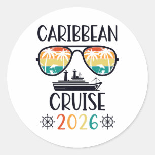 Caribische cruise 2026 vakantietrip overeenkomende ronde sticker