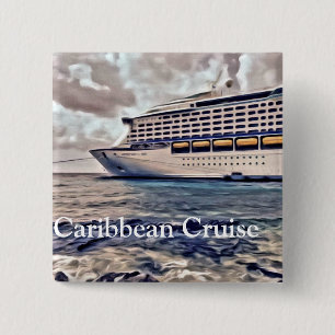 Caribische Cruise - 2 inch vierkante knop Button 5,1 Cm