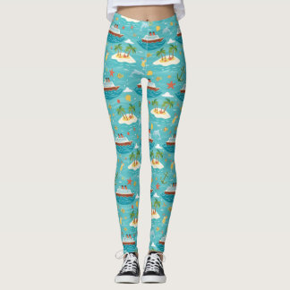 Caribische Cruise Tropisch Eiland Schip Ontwerp Leggings