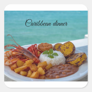 Caribische diner vierkante sticker