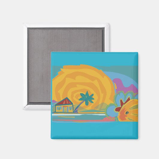Caribische eiland Sun Magneet (Voorkant / Achterkant)
