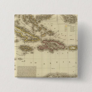 Caribische eilanden en West-Indië Vierkante Button 5,1 Cm
