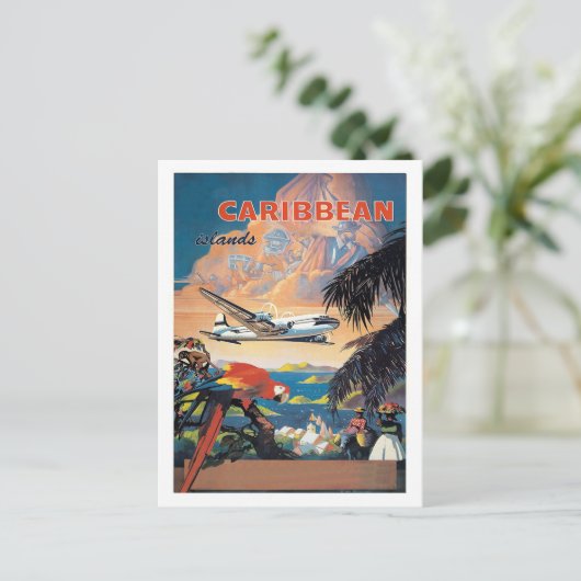 Caribische eilanden per vliegtuig,  luchtvaartmaat briefkaart (Staand voorkant)