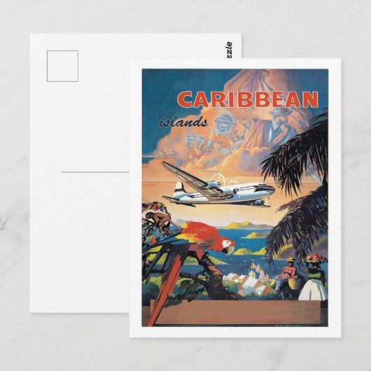 Caribische eilanden per vliegtuig,  luchtvaartmaat briefkaart (Voorkant / Achterkant)