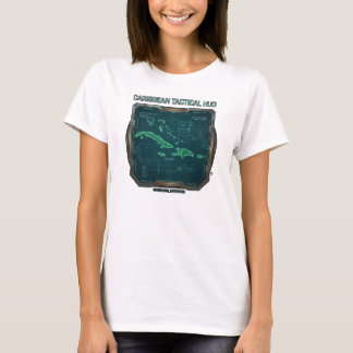 Caribische Eilanden Sci-Fi HUD Tech Rasterkaart T-shirt