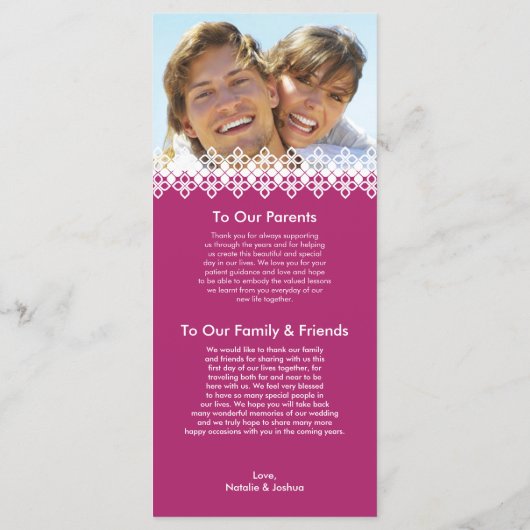 Caribische Eilanden Trouwprogramma Foto Keepsake Programmakaart (Achterkant)