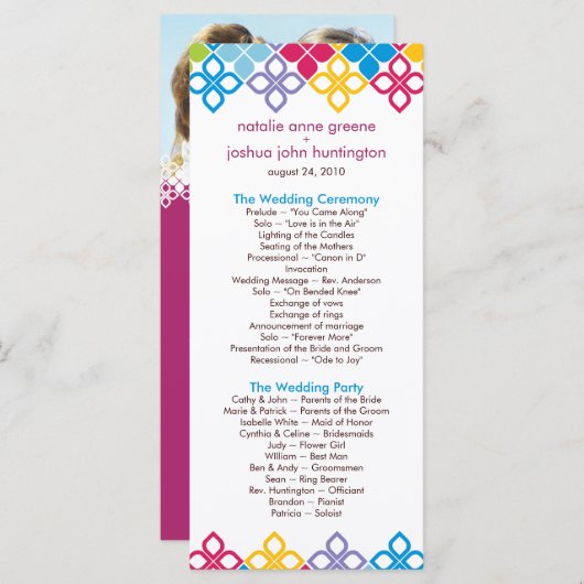 Caribische Eilanden Trouwprogramma Foto Keepsake Programmakaart (Voorkant / Achterkant)