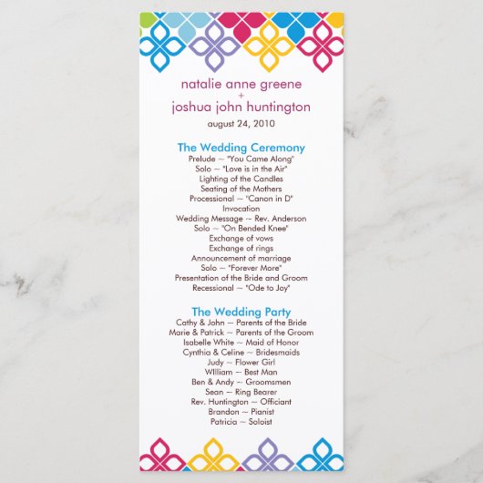 Caribische Eilanden Trouwprogramma Foto Keepsake Programmakaart (Voorkant)