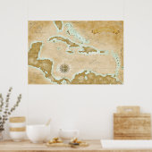  Caribische kaart Poster (Keuken)