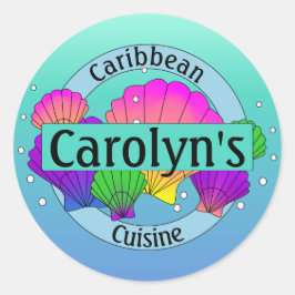 Caribische keuken Zeeschelpen en bubbels Ronde Sticker