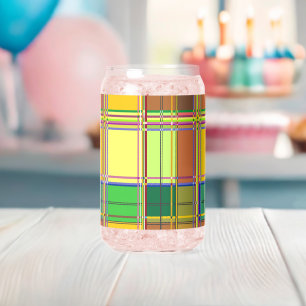 Caribische Kleurrijke Stof Madras Tartan Blikvorm Glas