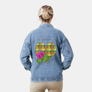 Caribische Kleurrijke Stof Madras Tartan Denim Jacket