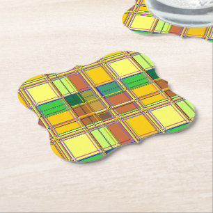 Caribische Kleurrijke Stof Madras Tartan Kartonnen Onderzetters