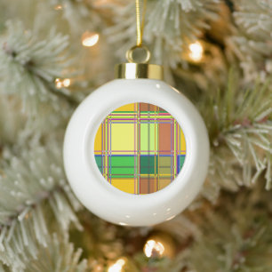 Caribische Kleurrijke Stof Madras Tartan Keramische Bal Ornament