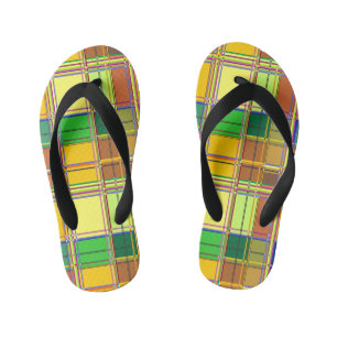Caribische Kleurrijke Stof Madras Tartan Kinder Teenslippers