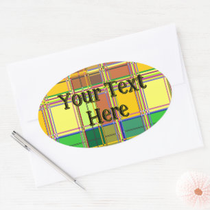 Caribische Kleurrijke Stof Madras Tartan Ovale Sticker