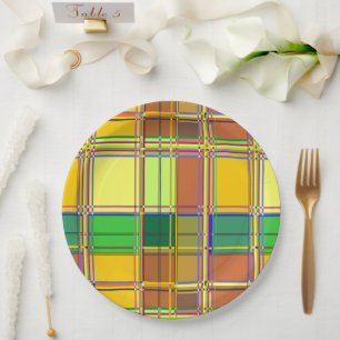 Caribische Kleurrijke Stof Madras Tartan Papieren Bordje