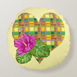 Caribische Kleurrijke Stof Madras Tartan Rond Kussen