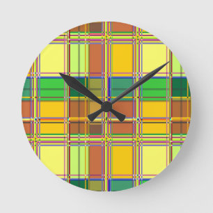Caribische Kleurrijke Stof Madras Tartan Ronde Klok
