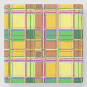 Caribische Kleurrijke Stof Madras Tartan Stenen Onderzetter