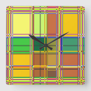 Caribische Kleurrijke Stof Madras Tartan Vierkante Klok