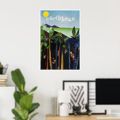 Caribische Kunst Reisposter Thuis Dansende Muur Pr Poster (Thuiskantoor)