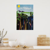 Caribische Kunst Reisposter Thuis Dansende Muur Pr Poster (Keuken)