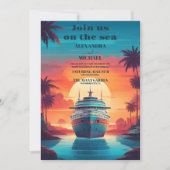 Caribische kust schilderachtig tropen bruiloft kaart (Voorkant)