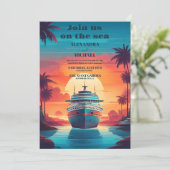 Caribische kust schilderachtig tropen bruiloft kaart (Staand voorkant)