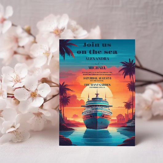 Caribische kust schilderachtig tropen bruiloft kaart