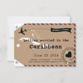 Caribische luchtpost bagagelabel bewaar datum met save the date (Achterkant)