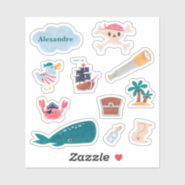 Caribische Piraten Eiland Oceaan Walvis Jongens Sticker