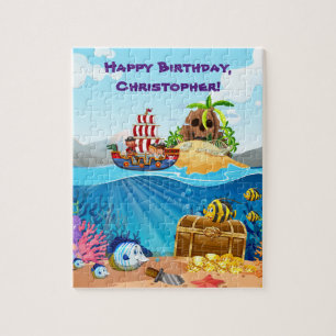 Caribische piraten, schat-eiland en schat, legpuzzel