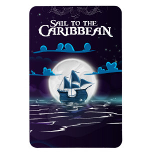 Caribische piratentekentravelprint. magneet