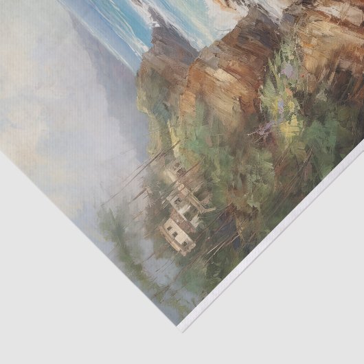 Caribische rustieke oceaan kustschilderij Decoupag Tissuepapier (Detail)