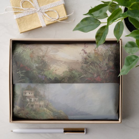 Caribische rustieke oceaan kustschilderij Decoupag Tissuepapier (Geschenk)