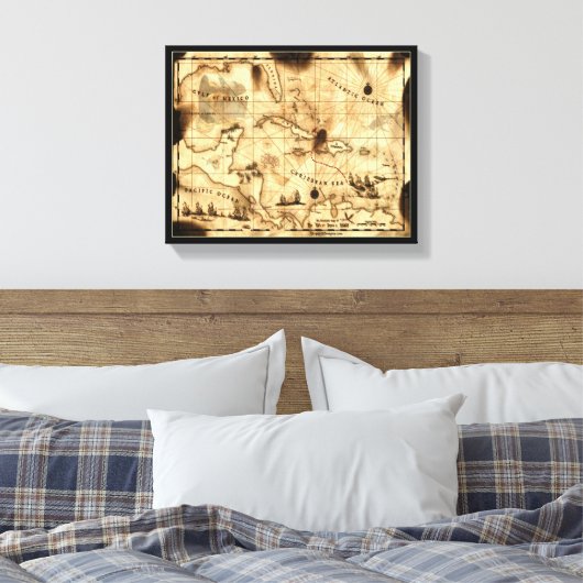 Caribische schatkaart canvas afdruk (Insitu (Slaapkamer))