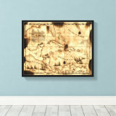 Caribische schatkaart canvas afdruk (Insitu (Houten vloer))