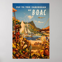Caribische Schildering BOAC Reisposter Kunstprint Poster